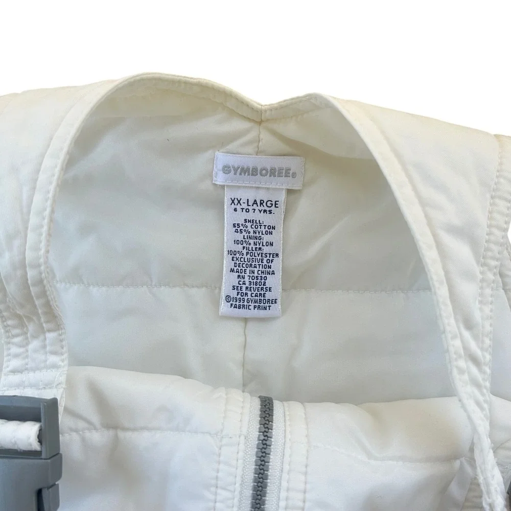 Gymboree Jumper Snow Suit Dress Kids XXL 6-7 White Vintage 1999 Zip Front Y2K